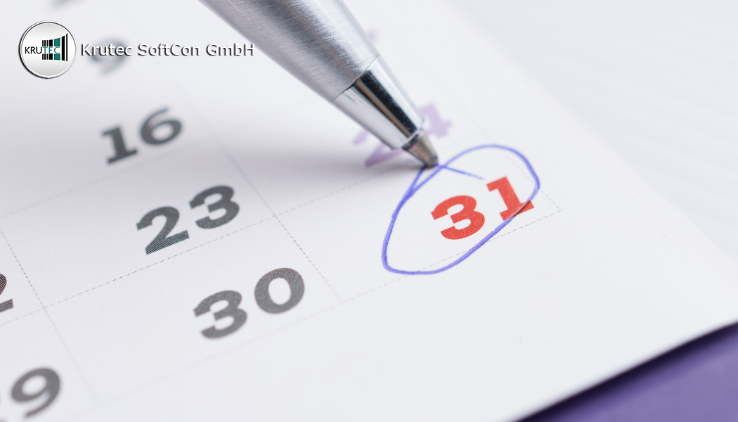 Kalenderblatt mit Markierung für den 31. Dezember